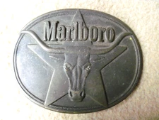 1987 Vintage Marlboro Belt Buckle Solid Brass Philip Morris Inc Western Steer