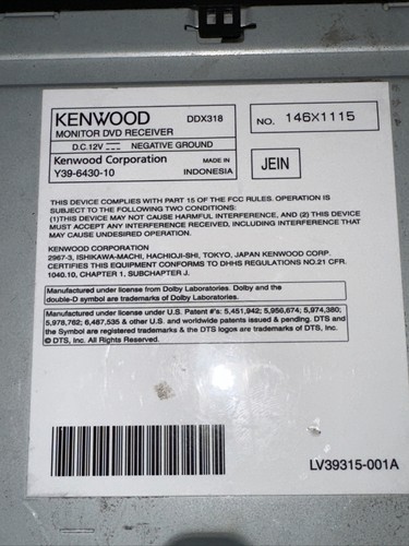 Kenwood DDX-318bt Monitor / DVD Receiver Front USB Input 6.1” Touch 🇯🇵 JAPAN - Picture 7 of 12