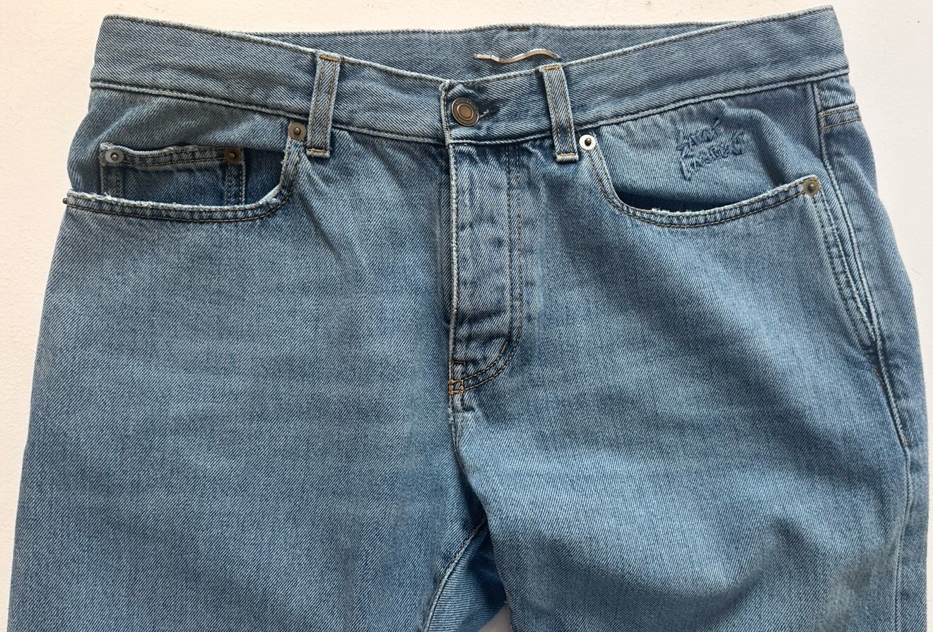 Jeans SAINT LAURENT Paris D14 M SL LW blu vintage slim fit W32" L34" prezzo di listino £700