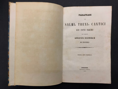 Baldereschi: Parafrasi di Salmi, Treni, Cantici ed Inni Sacri, Firenze 1859