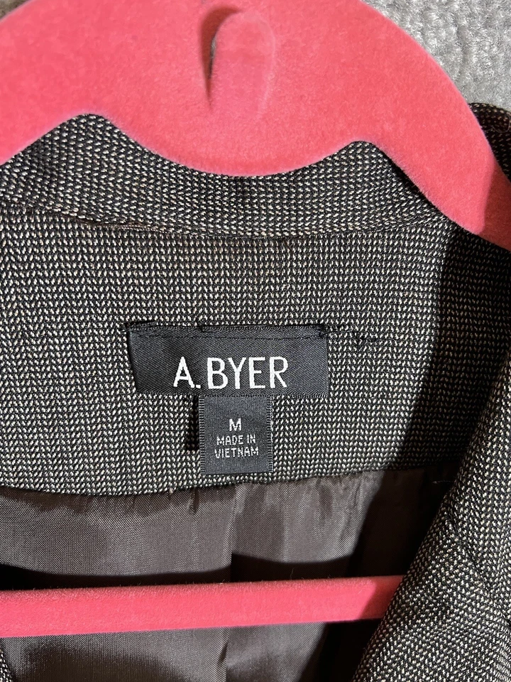 Vestido A Byer sin mangas en capas con blazer con botones para mujer talla mediana marrón Foto 3 de 4