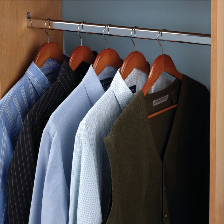 Pacote com 2 hastes de armário de aço oval premium com suporte final cromado polido - Imagem 2 de 4