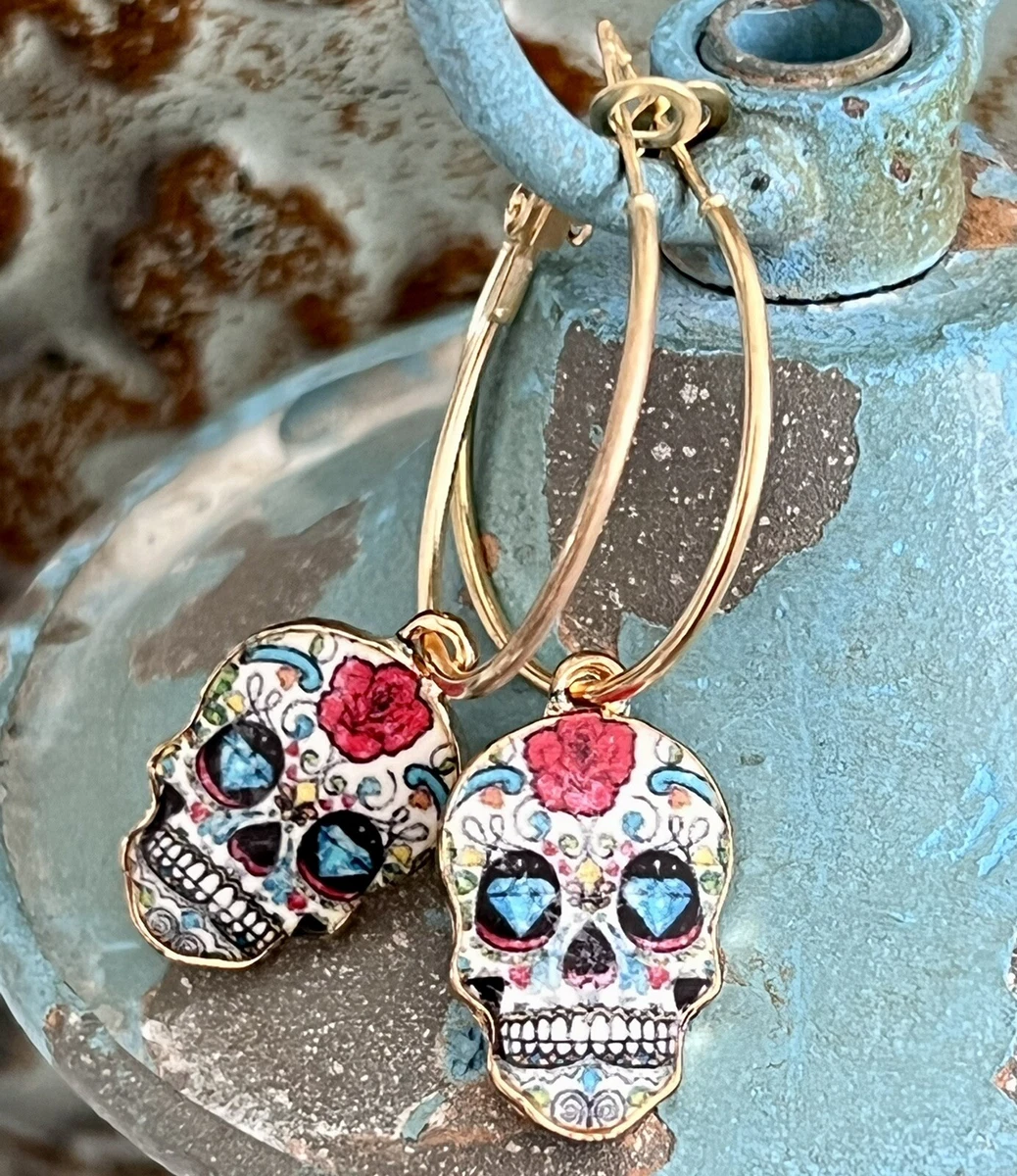 Disney Treasures Coco Garnet  Diamond Sugar Skull Earrings 110 ct tw  Sterling Silver  10K Rose Gold  Kay