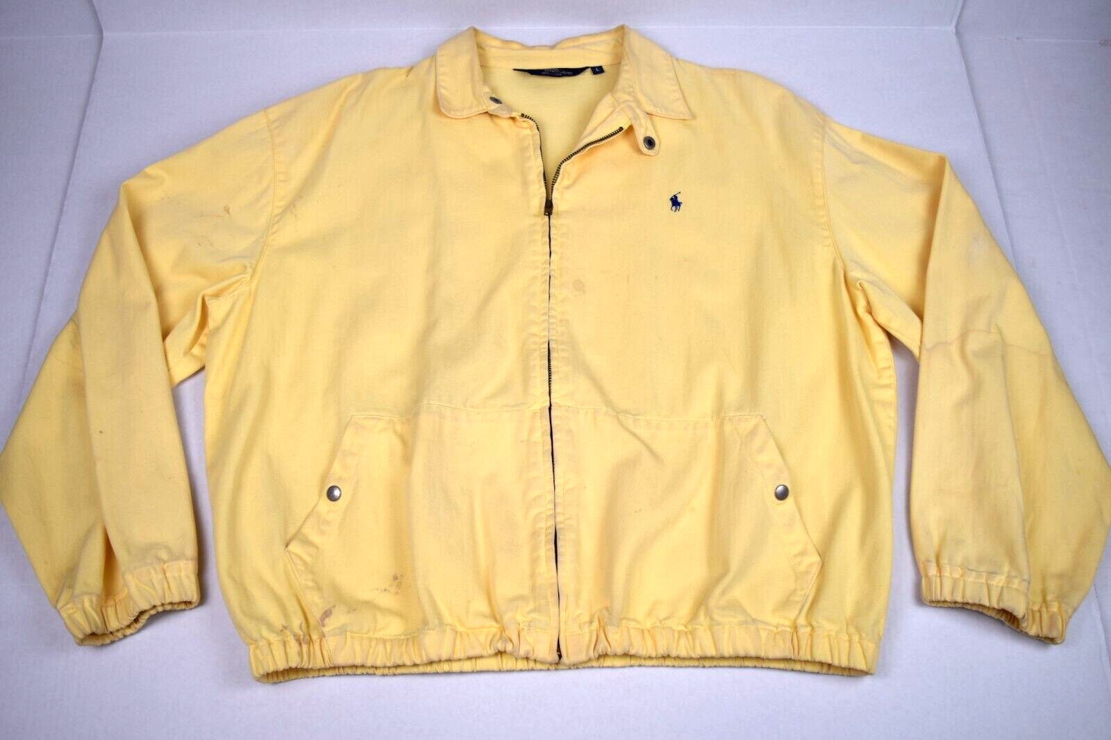 Giacca Vintage Polo Ralph Lauren Taglia L Anni 70 Giallo Harrington Navy Pony Made USA