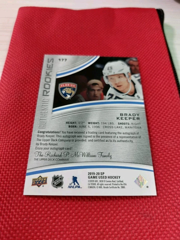 Brady Keeper Rookie Auto Florida Panthers Cup Winners 2019-2020 - Image 2 of 2