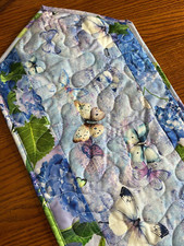 Handcrafted-Quilted Table Runner-Spring is Coming-Butterfly Blues/Flowers 2025