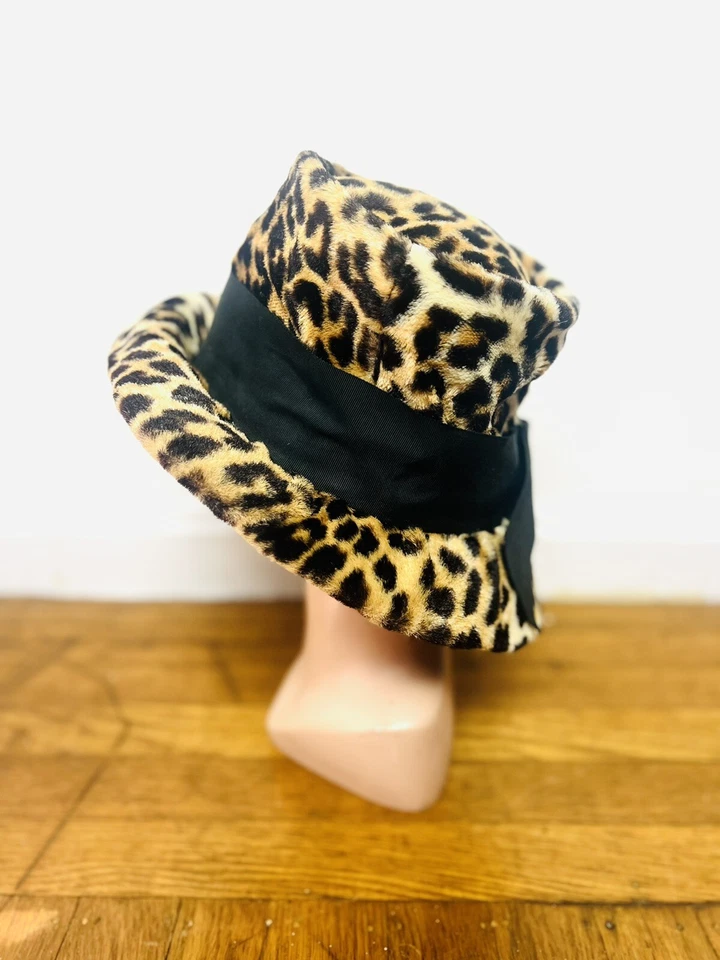 Sombrero con ala MOD BUCKET 50’s 50s 60s 1960’s Vintage imitación piel leopardo animal estampado Foto 4 de 4