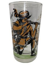 Vintage Set Of 4 Frosted 1950's DAVY CROCKETT Drinking Glass Tumbler BarWare