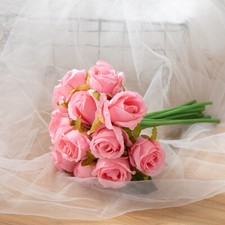 12 Head Artificial Flowers Silk Rose Fake Flower With Stem Wedding Party Bouquet