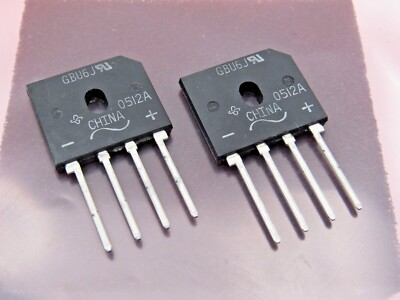 ( 2 PCS )  GBU6J 600 VDC 6 Amp Bridge Rectifier   --   NOS