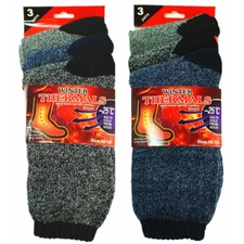6 Pairs Men Winter Thermal Super Warm Heated Socks Heavy Duty Boots Size 10-13