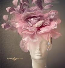 Kentucky Derby Fascinator Mink Ascot Hat Rose Holiday Christmas Gala Purple Pink