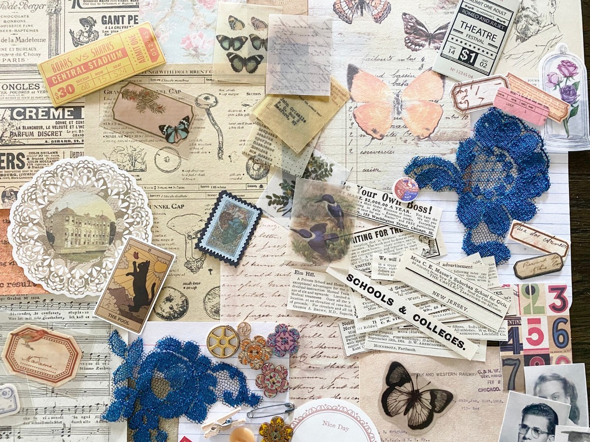 UNIQUE! 200pc Mixed Lot~Vtg Junk Journal Scrapbook Collage