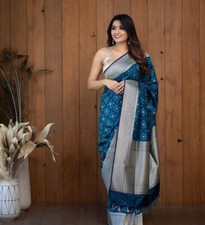 Women Indian Saree Wedding Designer Party Wear Blouse Bollywood Sari Ethnic New