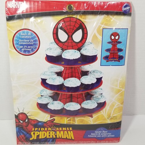 Spider-Man 3-Tier Cupcake Stand Birthday Party Tableware Wilton New - Picture 2 of 4