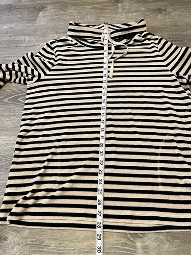 T By Talbots Striped Pullover Mock Neck Sweatshirt Womens Size L Velour - Picture 5 of 10