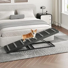 Dog Ramp for Bed Pet Bed Access Ramp Dog Ramp with Non-Slip Carpet Surface Black