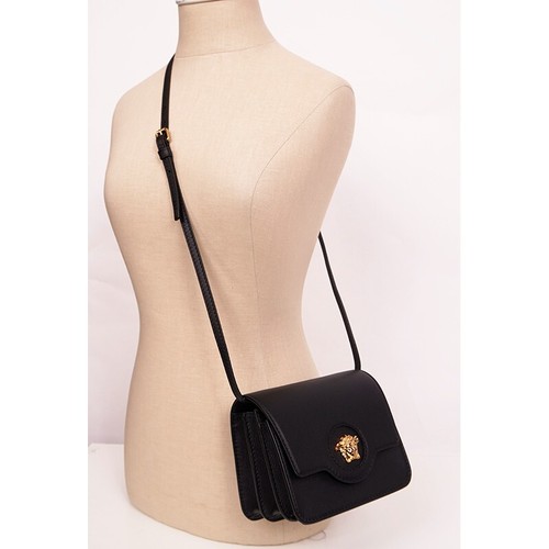 NEW $1575 VERSACE Black Leather GOLD LA MEDUSA LOGO Crossbody SMALL FLAP BAG NWT - Picture 15 of 20