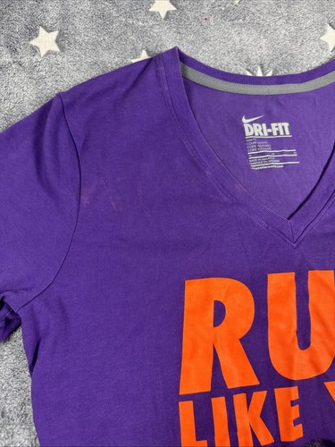 Nike Dri Fit Run Like You Stole Something Womens Medium Purple 17.5x26” T Shirt - Picture 2 of 3