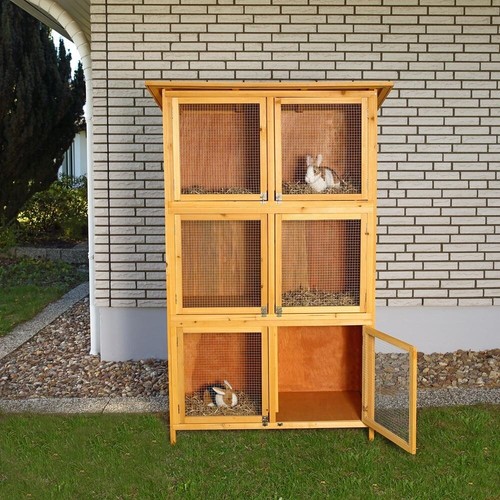 Kaninchenstall Holz Hasenstall Freigehege Hasenkäfig Kleintierauslauf Stall 🐇 - Bild 5 von 20