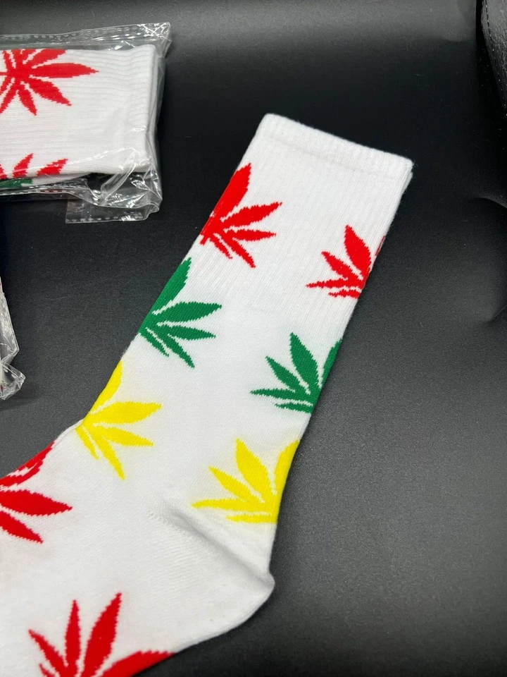 3 пары мужских спортивных длинных носков из хлопка с листьями марихуаны - Изображение 2 из 4