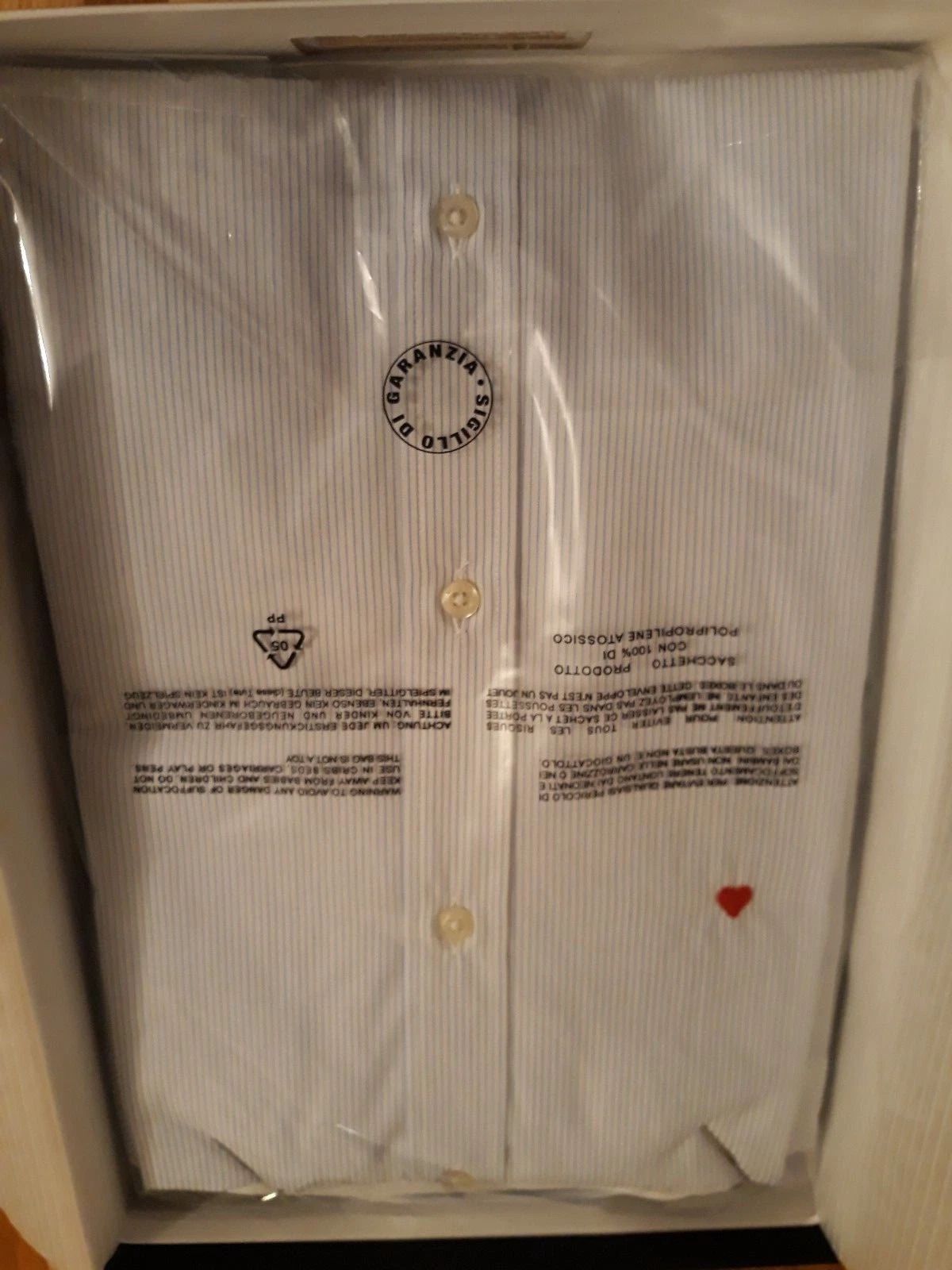 MOSCHINO X1B SHIRT – BLUE AND WHITE STRIPED 39 40" CHEST BNWT