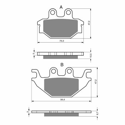 Front And Rear Brake Pads For Kawasaki KVF300 Brute Force 300