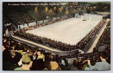 Interior View Cincinnati Garden Oh Postcard UNP Linen Hockey Arena Winter Sports