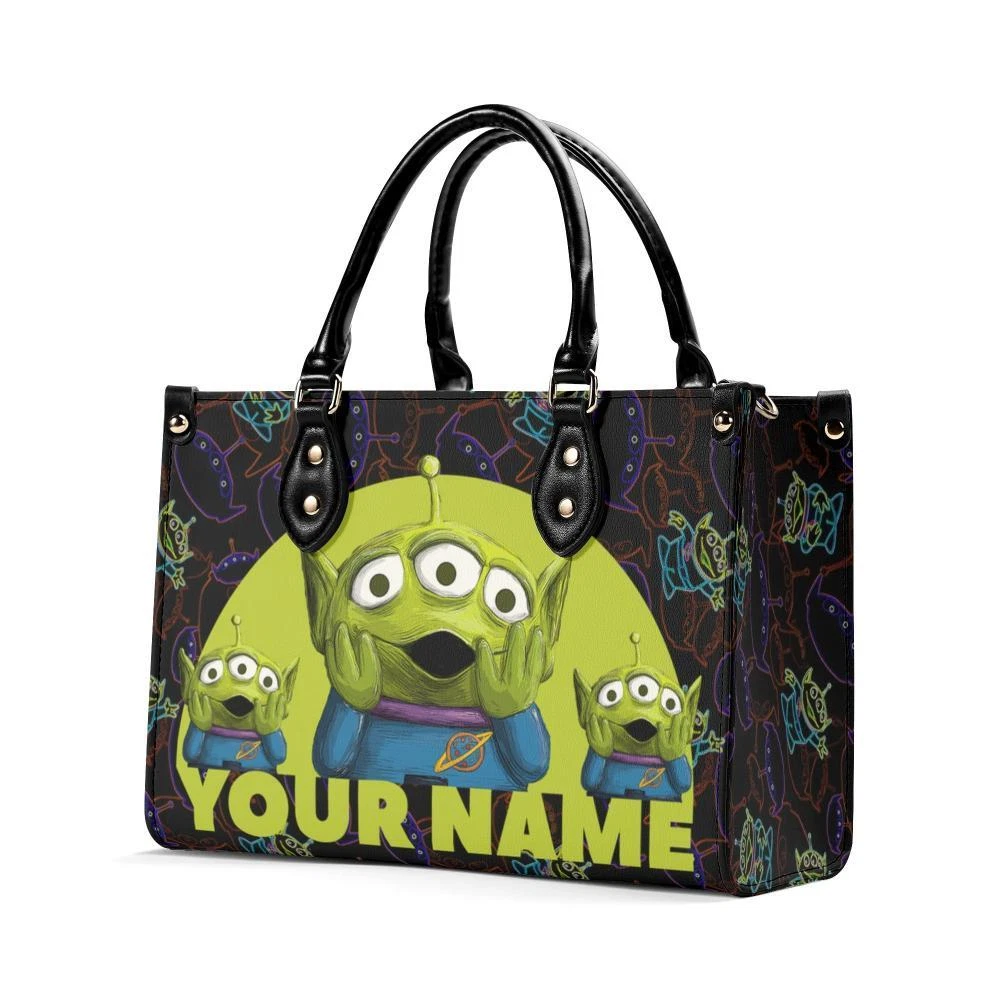 Personalized Aliens Toy Story Leather Handbag, Disney Leather