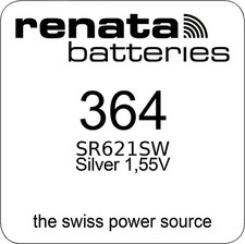 100 x Renata Watch 364 watch battery SR621SW 0 Mercury 1.55 V battery 1 seri...