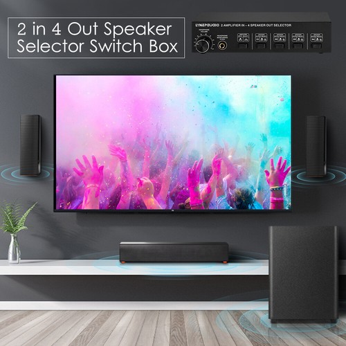 LINEPAUDIO 2 in 4 Out Speaker Selector Switch Box 4 Zone and S2B7 - Picture 7 of 10