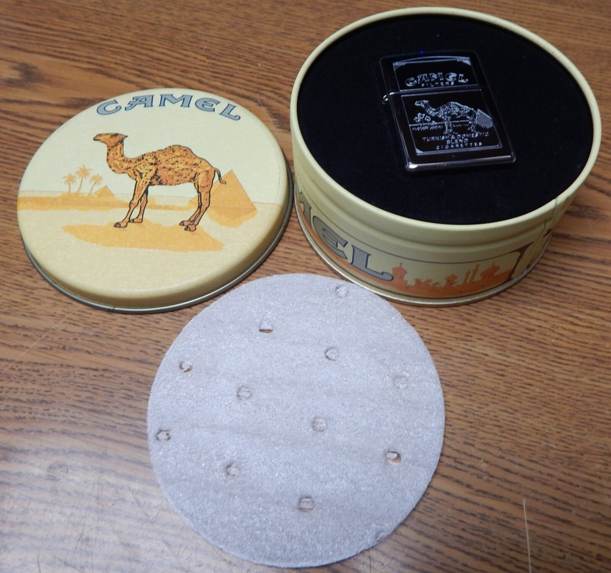 ZIPPO CAMEL LIGHTER IN ROUND TIN NEW WITH STICKER LQQK | eBay