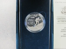 1991 Korean War 38th  Anniv. Comm. Proof Silver Dollar in Original Case w/COA