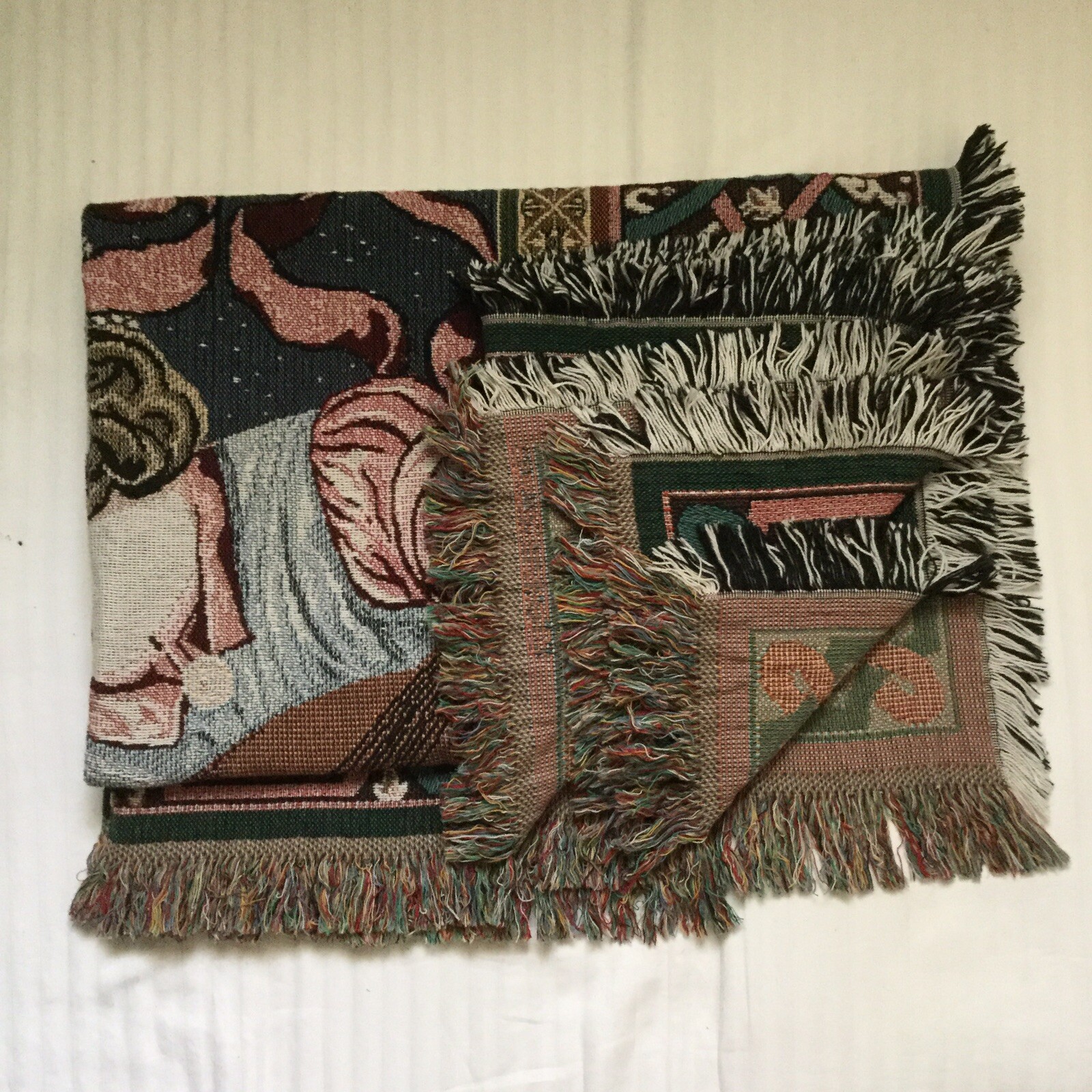 Goodwin Weavers Christmas Holiday Angel Fringed Throw Blanket Made In