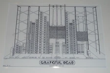 Large Grateful Dead Wall of Sound Schematic 1974 Hollywood Bowl Poster 19"x13" 