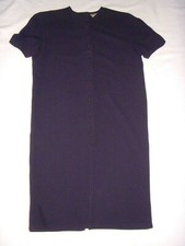 Vintage Gianni Versace Navy Blue Crepe Wool Dress Made in Italy 
