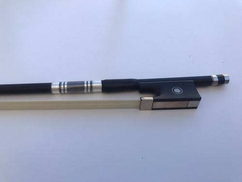 Carbon Fiber Violin Bow 1/4 (1pc) New Hand Made Real Horse Hair Ebony Frog - Picture 5 of 11