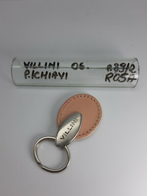 Schlüsselanhänger oval - Leder/Metall - Rosa/Chrom - Cod.06 - Villini 