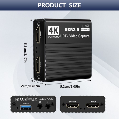 Capture Card For Streaming 1080P Video Capture Device 60FPS Adapter 4K Candid - Picture 2 of 12