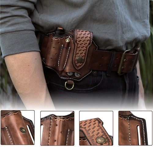 Coltello da tasca in pelle guaina EDC pinza multiutensile borsa da cintura strumenti fondina-TOURBON - Foto 4 di 24