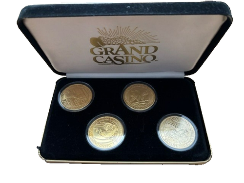 4 Grand Casino Coushatta Tribe of Louisiana Collector Coins uncirculated/sealed