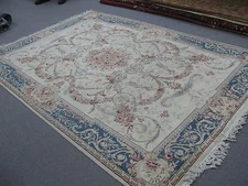 Pakistan 16/18 Quality Hand Knotted Wool Rug 6'2 x 9'2 Aubusson Design 300 KPSI
