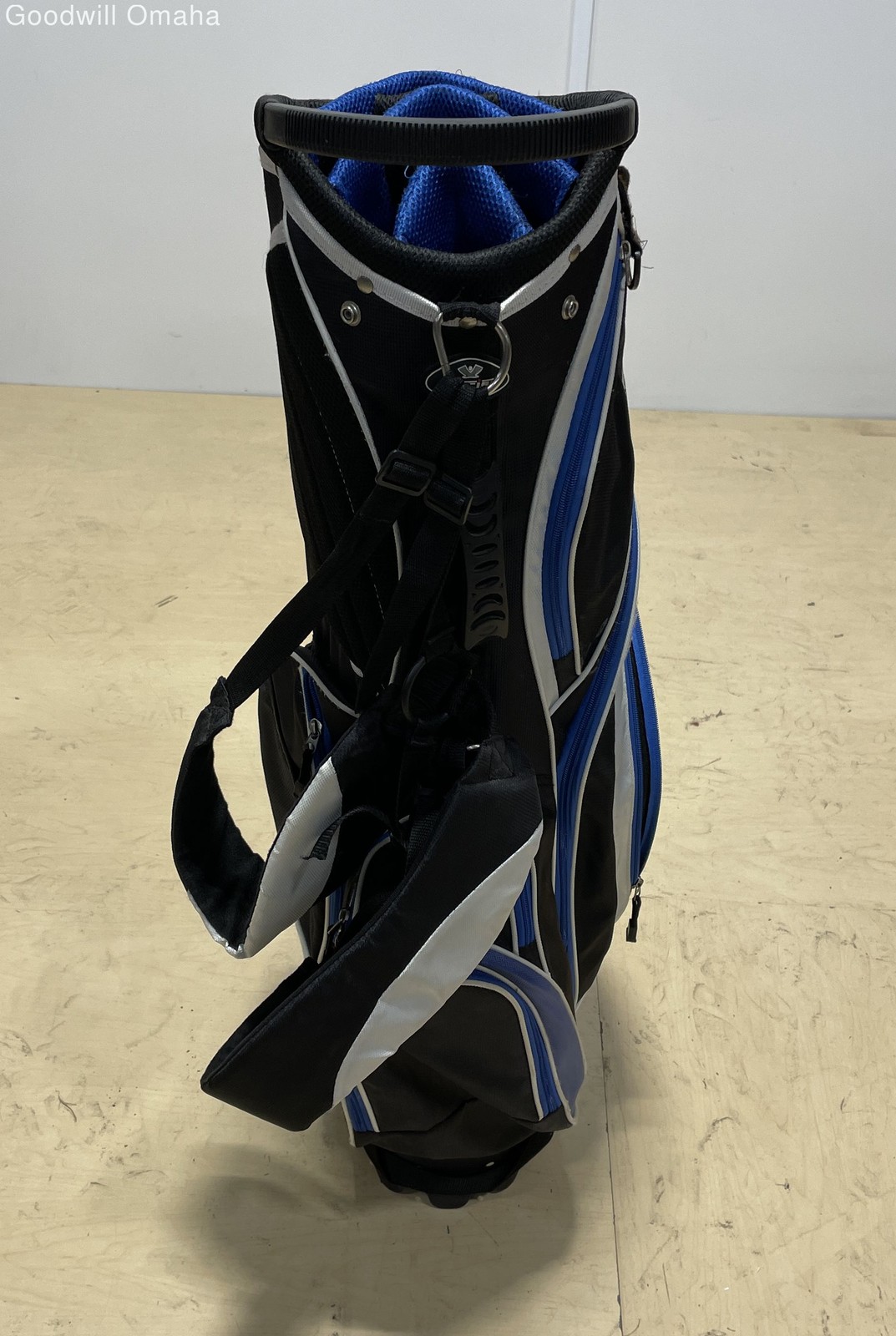 14-way Divider Golf Stand Bag (black/blue) W/ Rain Cover