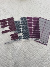 Jamberry Nail Wraps Full And Partial Sheets Lot of 4, Purple, Blue, Light Green