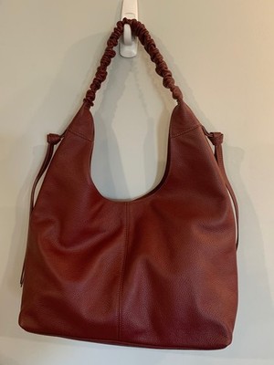 Laggo Hobo Purse Burgundy/Wine Red Pebbled Leather Ruched strap Bella NWOT