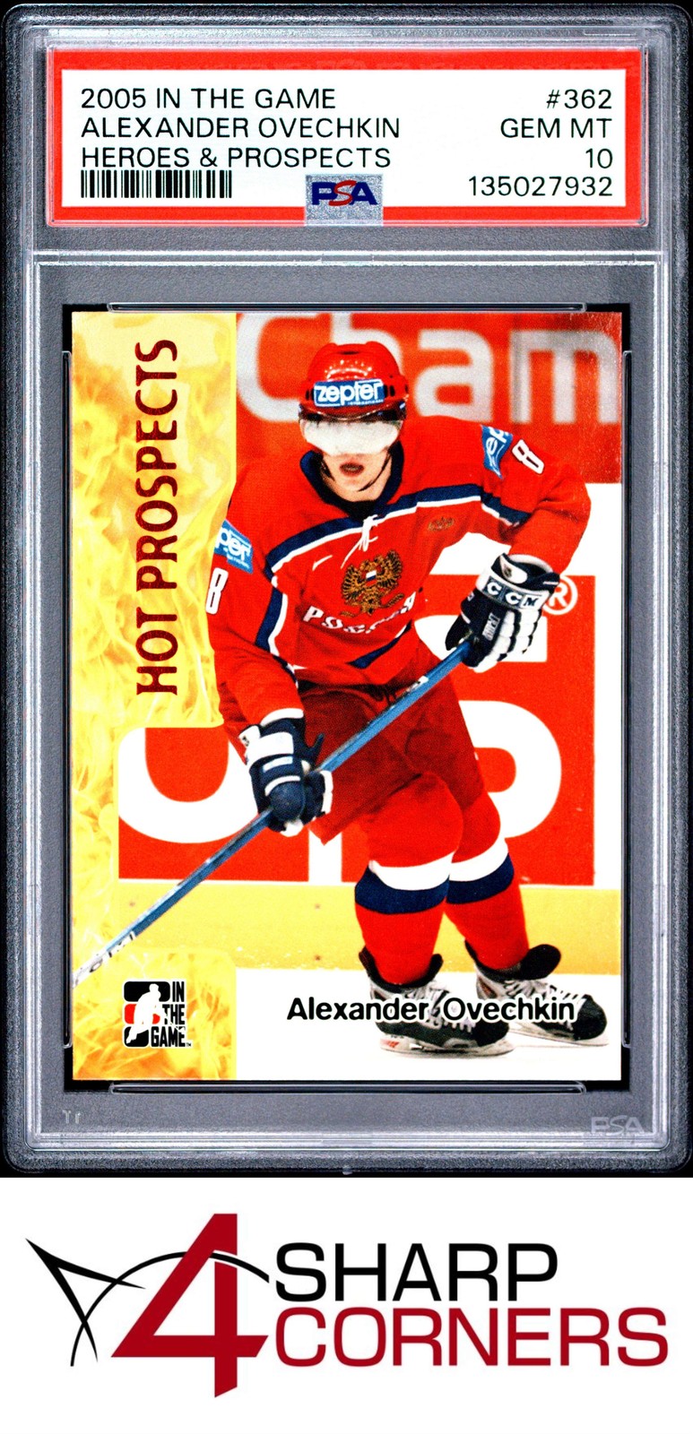 2005 IN THE GAME HEROES & PROSPECTS #362 ALEXANDER OVECHKIN RC PSA 10