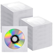 White Paper CD DVD Storage Sleeves Envelope Window Flap 80g Bulk 1000PK