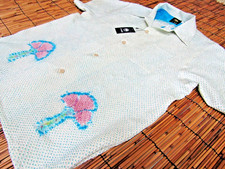 Kimono Aloha Shirt Silk S Vintage Japanese Pattern Wagara Upcycled Men White