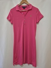 Ralph Lauren Sport Short Sleeve Polo Dress size M Medium 10 Dark Pink Spring