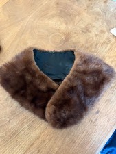 Vintage 40s 50s 60s Fur Collar Button Hole 33  Long
